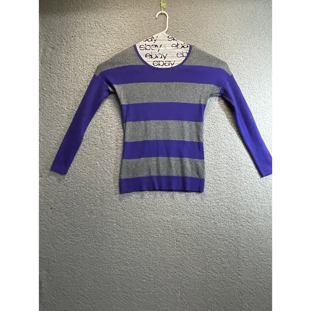 Banana Republic Top‎ Womens XS Gray Silver Stripe T-Shirt Boat Neck Long Sleeve